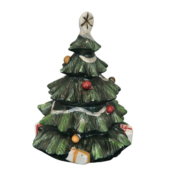 Vintage Mann 1982 Ceramic Christmas Tree Music Box Plays Jingle Bells - Picture 2 of 3